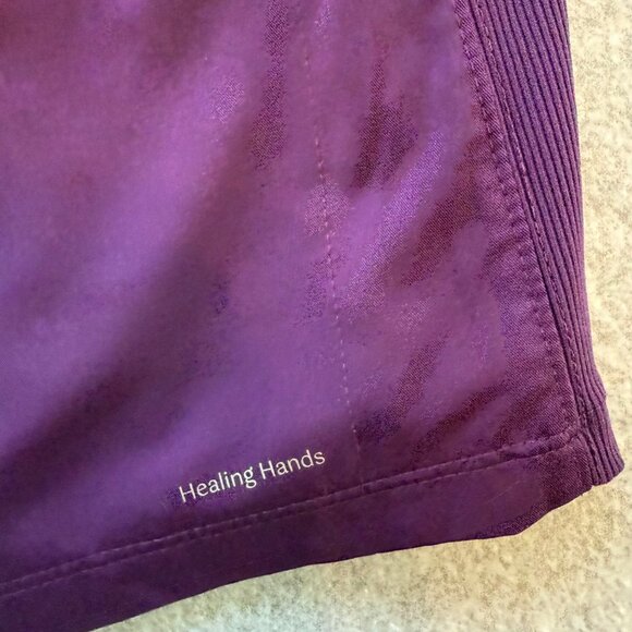 Healing Hands HH Works Womens Purple Scrub Top Size L Style 2530 Lightweight Str - Picture 3 of 7